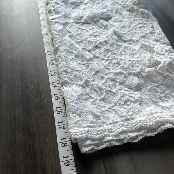 Abercrombie & Fitch Y2K Womens Lace Sheer Top Short Sleeve White Size Small - Picture 10 of 10